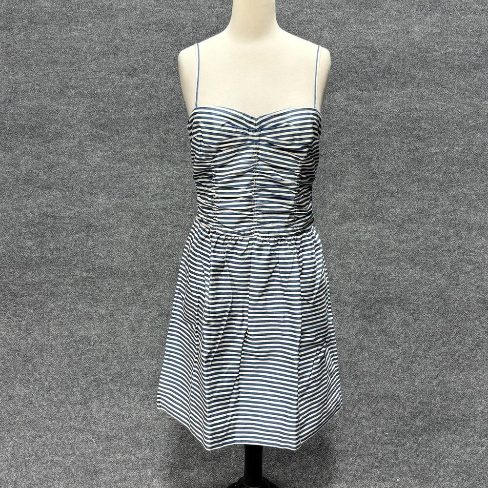 Polo Ralph Lauren Dress Womens 10 Blue Striped Ruched Button Cotton Sundress